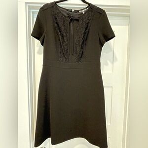 Karl Lagerfeld Elegant Black Dress with Lace Overlays